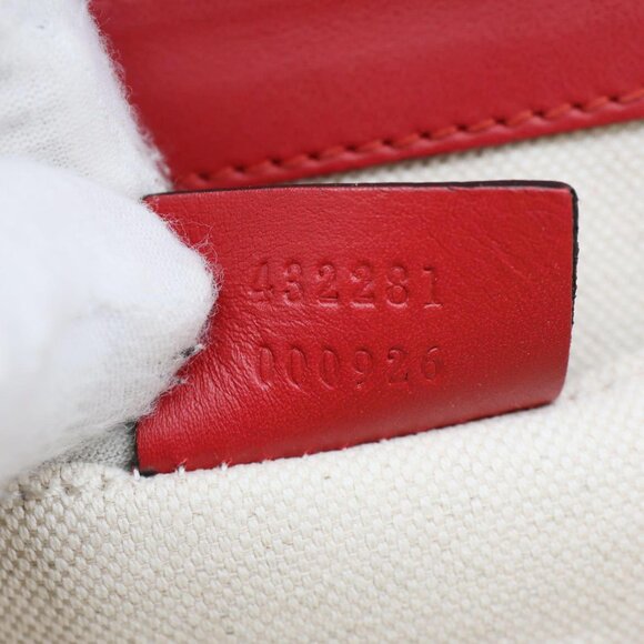 Gucci Pearly Peony Leather Chain Shoulder Bag Red 432281 - Picture 13 of 13